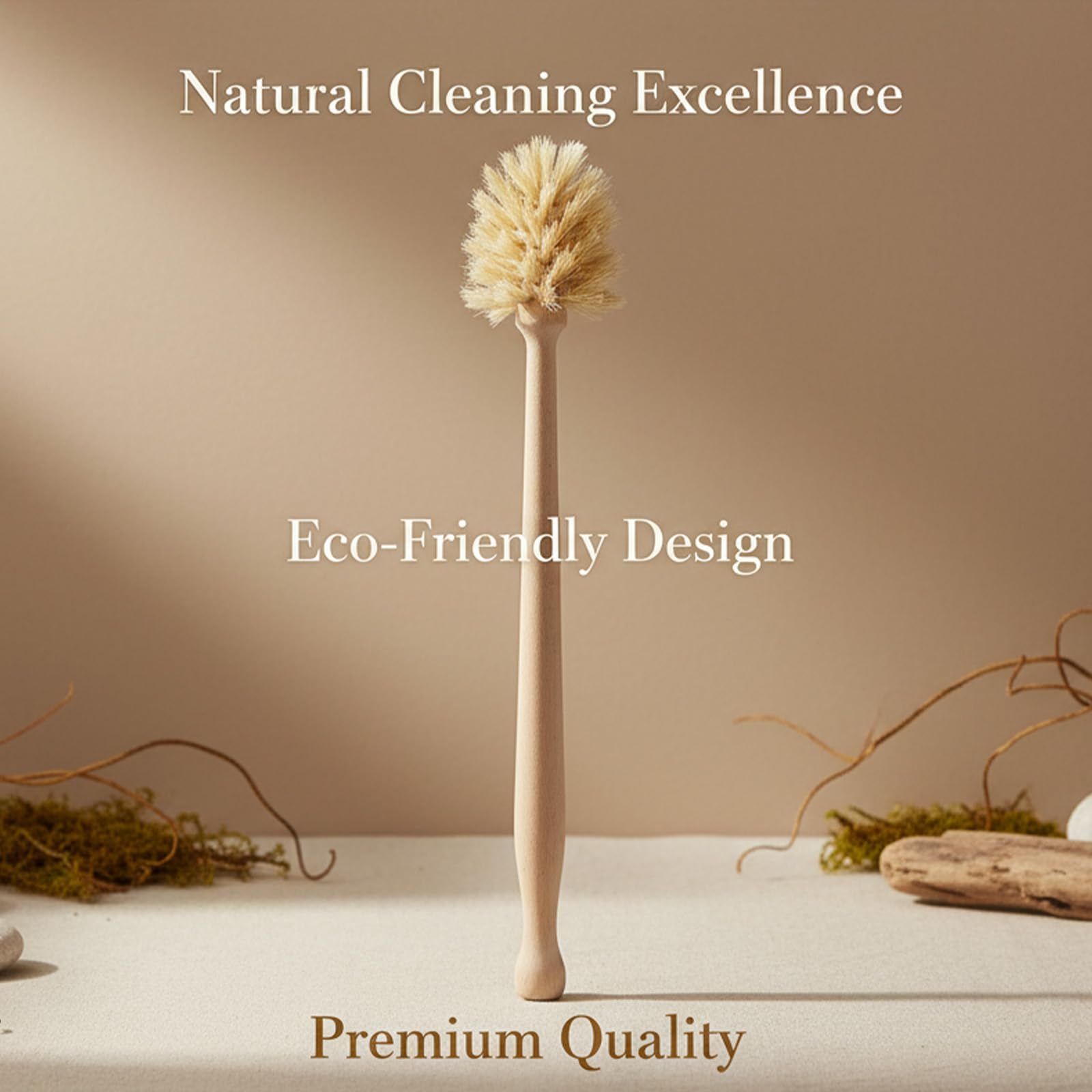 MI BRUSHAX Wooden Dish Brush - Round Kitchen Scrub Brush for Pots, Pans & Cast Iron Skillets - Heavy Duty Vegetable Scrubber & Sink Cleaner (Natural Beech)