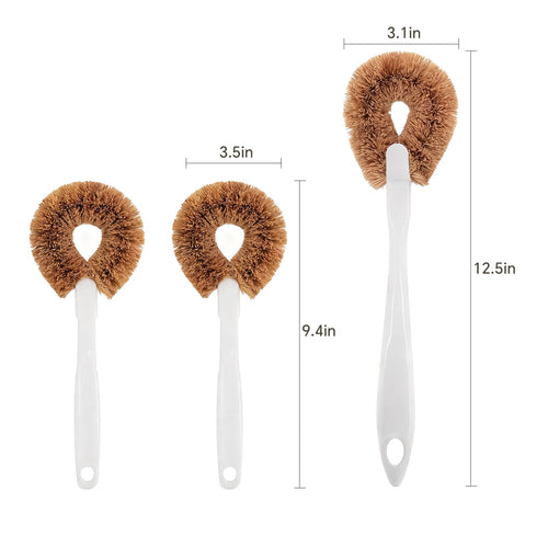 MI BRUSHAX Dish Brush – Heavy Duty Kitchen Scrub Brush with Plastic Handle & Natural Coconut Fiber Bristles, Pot Scrubber for Pans, Sinks & Cast Iron Skillets