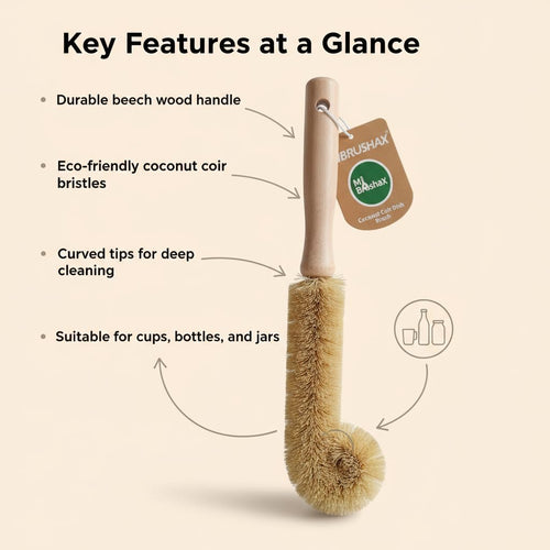 MI BRUSHAX Bottle Brush Cleaner,Long Beech Wood Handle Non-Scratch,L-Shape for Cleaning Coffee Cups,Mason,Thermos,Glass Bottle,Beer Bottles,Wine Bottles,Baby Bottle-4 Pack